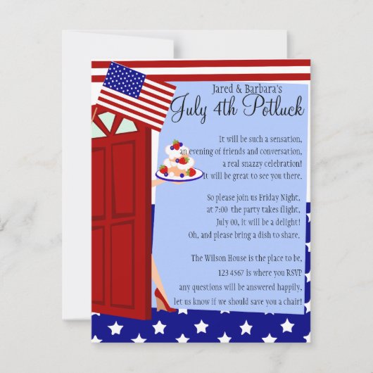 7月4日パーティーのお誘い 招待状 (正面)