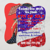 7月4日パーティーの招待状 - カスタマイズ可能 - イベント 招待状 (正面/裏面)