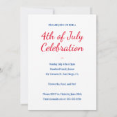 7月4日パーティーアメリカ国旗と家族写真 招待状 (裏面)