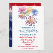 7月4日パーティーカラフル花火 招待状 (正面/裏面)