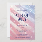 7月4日パーティーグリッター赤白青愛国心 招待状 (正面)