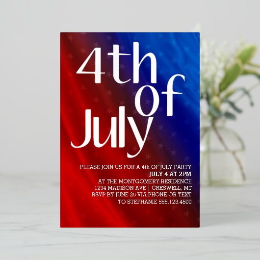 7月4日パーティースターズフォイル招待状 箔招待状 (立ち正面)