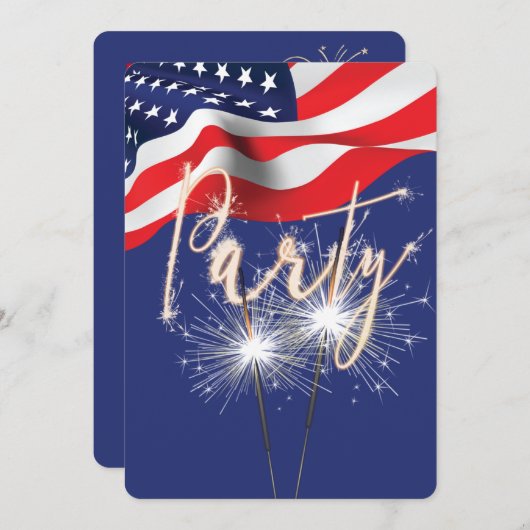 7月4日パーティースパーカーズ国旗 招待状 (正面/裏面)