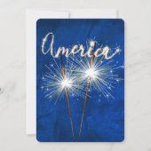 7月4日パーティースパークラオンブルー招待状 招待状 (正面)