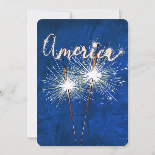 7月4日パーティースパークラオンブルー招待状 招待状 (正面)