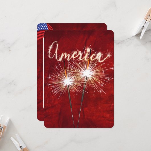 7月4日パーティースパークラオンレッド 招待状 (正面/裏面インサイチュ)