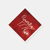 7月4日パーティースパークラレッドレザー スタンダードカクテルナプキン (角)
