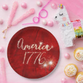 7月4日パーティースパークラレッドレザー ペーパープレート (パーティー)