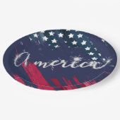 7月4日パーティースパークラー国旗 ペーパープレート (アングル)