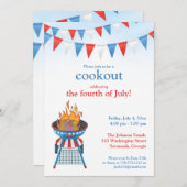 7月4日パーティーバーベキュー招待状 招待状 (正面/裏面)