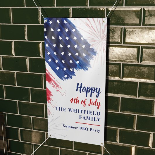 7月4日パーティーパレード赤白青カスタム 横断幕