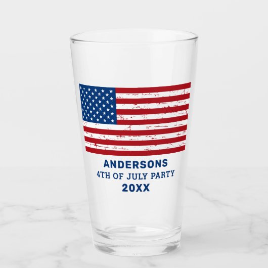 7月4日パーティーパーソナライズされた米国国旗 タンブラーグラス (正面)