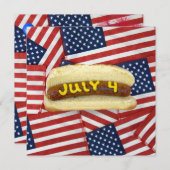 7月4日パーティーホットドッグ 招待状 (正面/裏面)