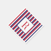 7月4日パーティーモノグラムレッド白とブルー スタンダードカクテルナプキン (角)