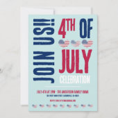 7月4日パーティーレッドホワイトブルー愛国 招待状 (正面)