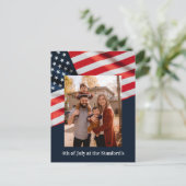 7月4日パーティー家族の写真 – アメリカ国旗 ポストカード (スタンド正面)