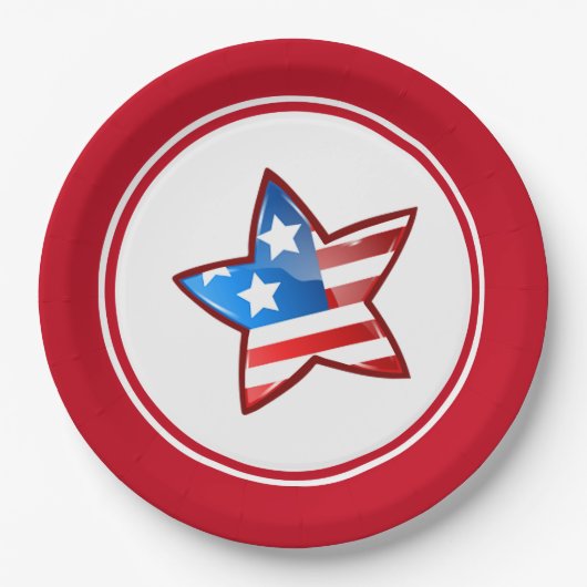 7月4日パーティー愛国スター ペーパープレート (正面)