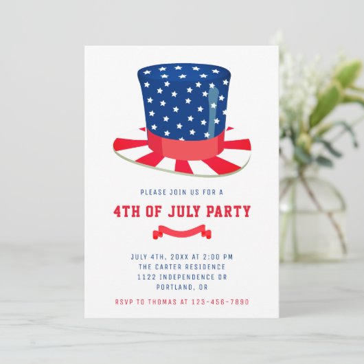 7月4日パーティー愛国バーベキュー赤白青 招待状 (スタンド正面)