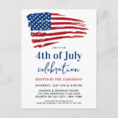 7月4日パーティー愛国的アメリカ国旗 インビテーションポストカード (正面)