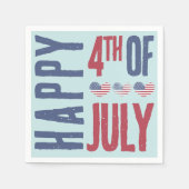 7月4日パーティー愛国的アメリカ国旗 スタンダードカクテルナプキン (正面)
