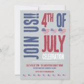 7月4日パーティー愛国的アメリカ国旗 招待状 (正面)