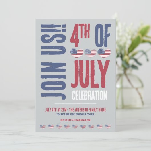 7月4日パーティー愛国的アメリカ国旗 招待状 (スタンド正面)