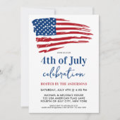 7月4日パーティー愛国的アメリカ国旗 招待状 (正面)