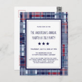 7月4日パーティー愛国的招待状はがき ポストカード (正面/裏面)