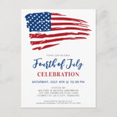 7月4日パーティー愛国米国アメリカ国旗 インビテーションポストカード (正面)
