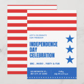 7月4日パーティー招待状 – アメリカンテーマ 招待状 (正面/裏面)