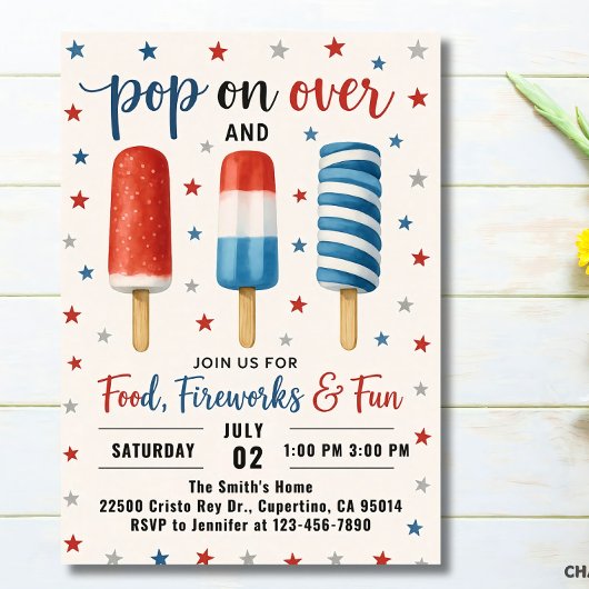 7月4日パーティー招待状 招待状