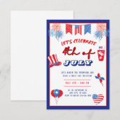 7月4日パーティー招待状 花火 愛国的な  招待状 (正面/裏面)
