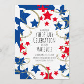 7月4日パーティー星フェイク金ゴールド渦 招待状 (正面/裏面)