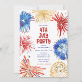 7月4日パーティー水彩花火 招待状 (正面)