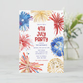 7月4日パーティー水彩花火 招待状 (スタンド正面)