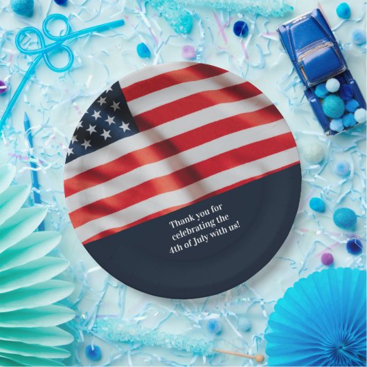 7月4日パーティー米国国旗と家族の写真 ペーパープレート (パーティー)
