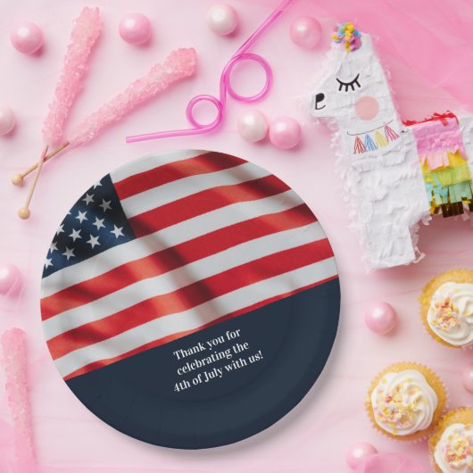 7月4日パーティー米国国旗と家族の写真 ペーパープレート (パーティー)
