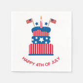 7月4日パーティー紅白とブルーケーキ スタンダードカクテルナプキン (正面)