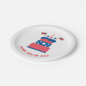 7月4日パーティー紅白とブルーケーキ ペーパープレート (アングル)