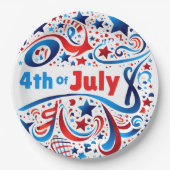7月4日パーティー紙プレート星と渦巻き ペーパープレート (正面)