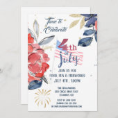 7月4日パーティー赤白青国旗 招待状 (正面/裏面)