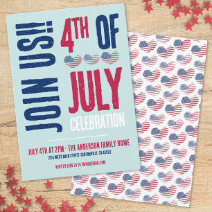 7月4日パーティー赤白青愛国心 招待状