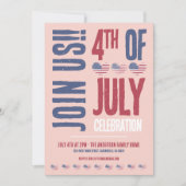 7月4日パーティー赤白青愛国心 招待状 (正面)