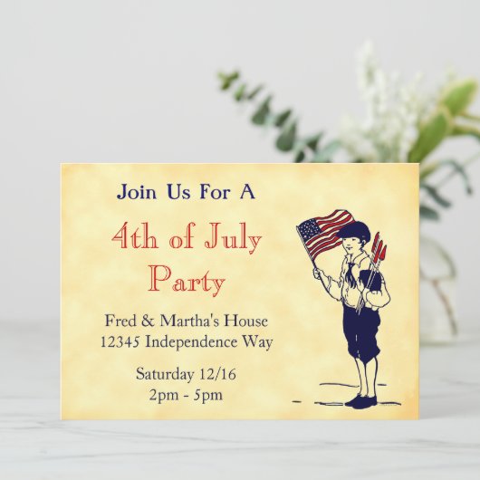 7月4日パーティー部分編集可能招待状 招待状 (スタンド正面)