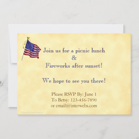 7月4日パーティー部分編集可能招待状 招待状 (裏面)