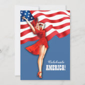 7月4日パーティー |イベントレトロのピンアップ 招待状 (正面)