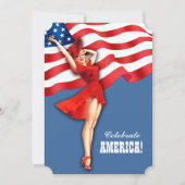 7月4日パーティー |イベントレトロのピンアップ 招待状 (正面)