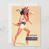 7月4日パーティー |イベントレトロのピンアップ 招待状 (正面)