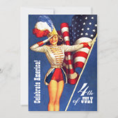 7月4日パーティー |イベントレトロのピンアップ 招待状 (正面)