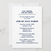 7月4日パーティー |イベントヴィンテージアート招待状 招待状 (裏面)